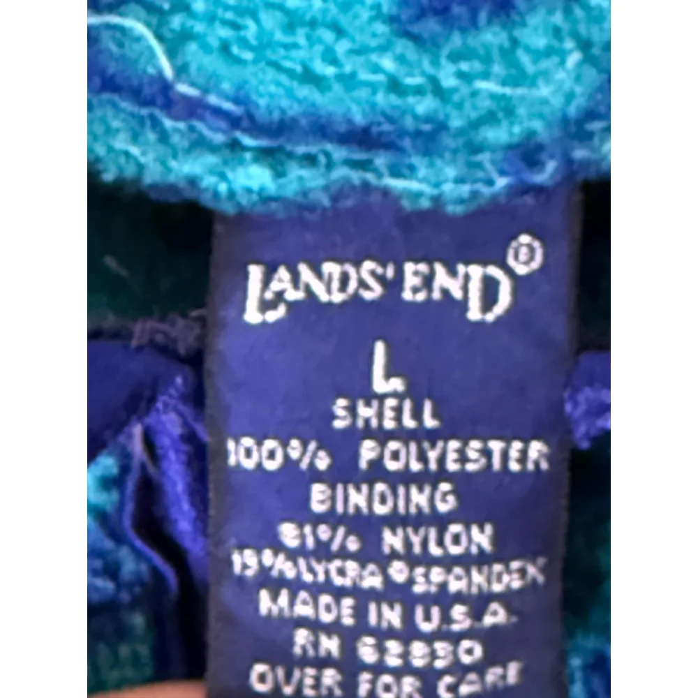 Lands' End Teal Blue Snowflake Fleece Jacket L